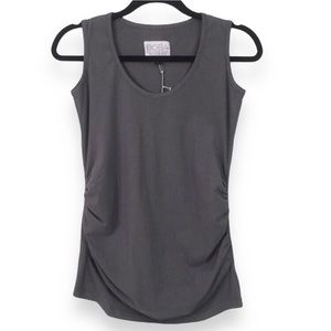 BABY ON BOARD APPAREL Grey Ruched Side Maternity Tank Top